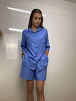 Костюм жіночий льон рубашка шорти джинс