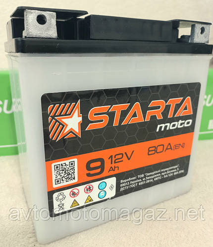 Купить Аккумулятор STARTA MOTO 9AH 12v 80а для мотоциклов типа Иж и Ява ...