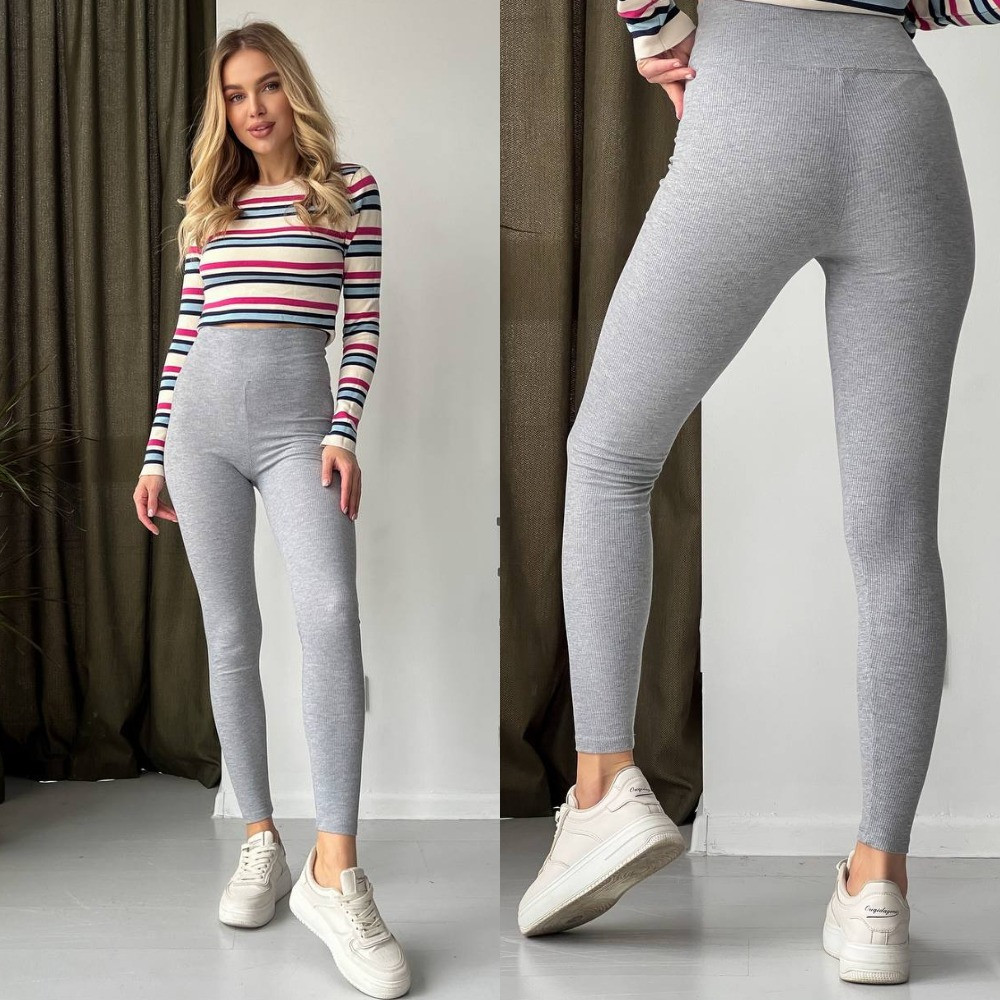 Жіночі лосини в рубчик із трикотажу Розміри: 42, 44, 46, 48, фото 1