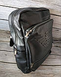 Рюкзак великий шкіряний Armani, фото 4
