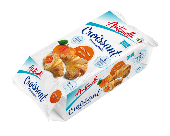 Круасани з абрикосовою начинкою Antonelli Croissant Apricot 250 g 5 шт, фото 1