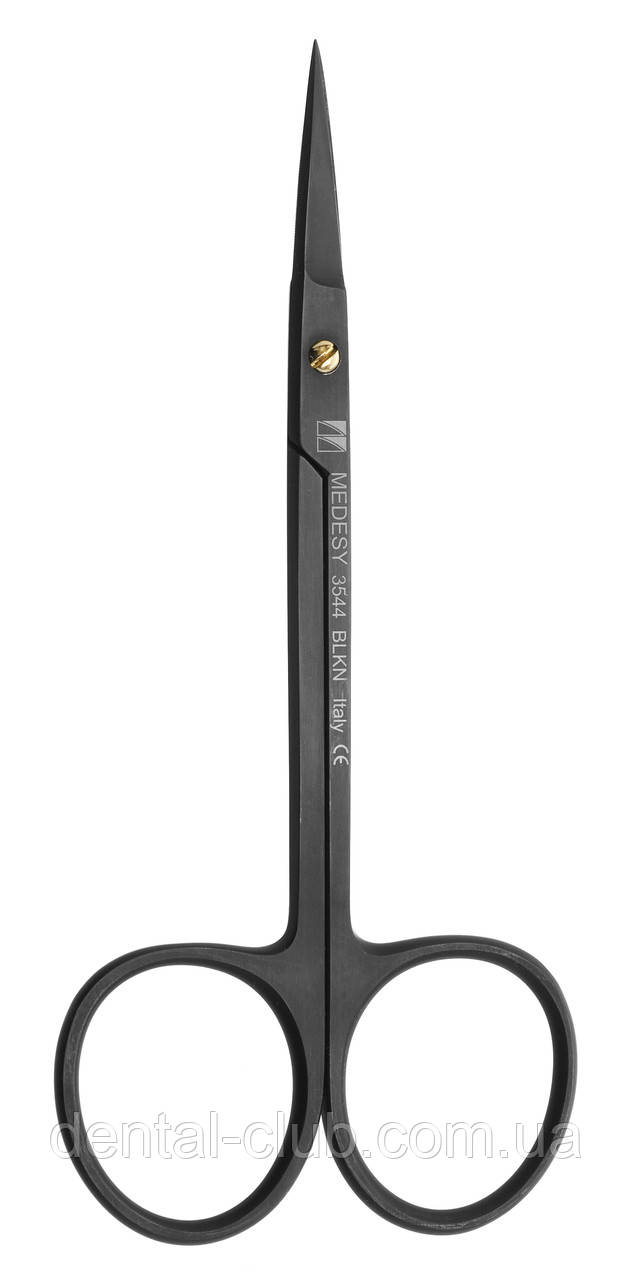Ножиці хірургічні операційні Iris BLACK SHARP LINE чорні гострі прямі, Medesy 3544/BLKN