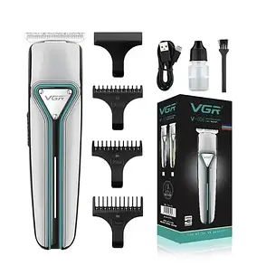 Професійна акумуляторна машинка тример для стриження волосся VGR V-008 3 знімні насадки, фото 1