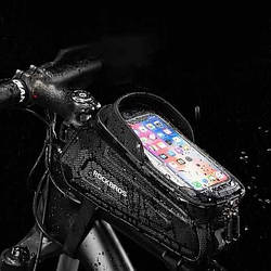 Сумка для велосипеда Rockbros з тримачем для телефона на раму вологозахищена сумка для смартфона козирком