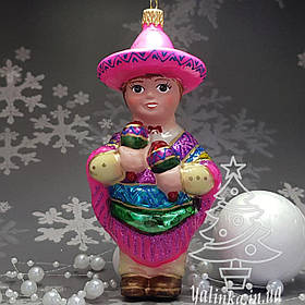 Скляна ялинкова іграшка мексиканець з серії діти світу      Snegka Poland