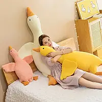 Плюшевая детская игрушка гусь 90см, мягкая подушка-обнимашка, Желтый