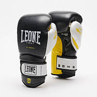 Боксерские перчатки 16 унций кожа Leone Tecnico Black Yellow