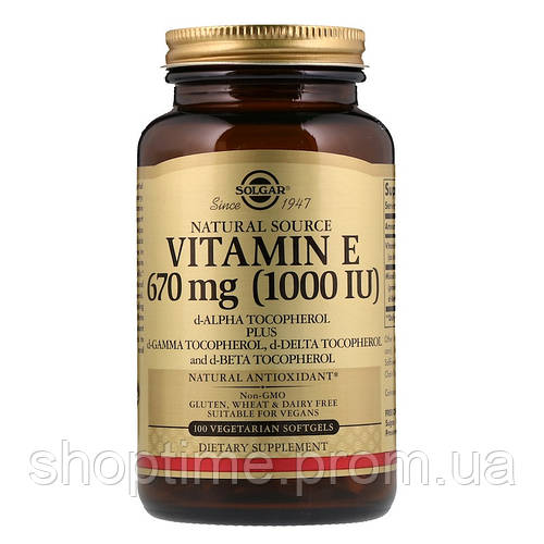 Купить Витамин Е Vitamin E Solgar натуральный 670 мг 1000 МЕ 100 ...