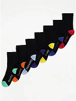 Детские носки для мальчиков George комплект неделька 7 пар, черные, размеры от 27 до 40