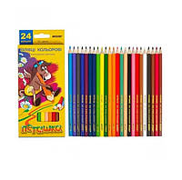 Цветные карандаши Пегашка 1010-24CB, ТМ Marco, 24 цвета, шестигранные, для рисования, мягкие