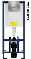 Інсталяція для підвісного унітазу Sanica 100 вбудований бачок на 6л фронтальне керування зливом
