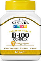 B-100, Комплекс витаминов группы В, замедленное высвобождение, 21st Century, B-100 complex, 60 таблеток