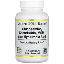 Для суглобів та зв'язок California Gold Nutrition Glucosamine Chondroitin MSM plus Hyaluronic Acid (120 капсул.)