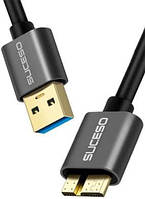 Кабель USB 3.0-Micro B USB 3.0 Male Папа 1 м для передавання даних/жорсткий диск SUCESO