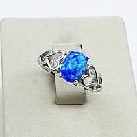 Кольцо серебряное с синим опалом "Сердечко" 16,5 2,05 г