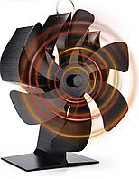 Вентилятор камина Fwiull, Вентилятор плиты, 6 лезвий, Вентилятор камина для плиты без бесшумного термометра