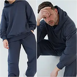 Чоловічий спортивний костюм unisex штани та фуді з капюшоном графіт 40/42 44/46 48/50 52/54 56/58