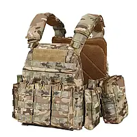 Плитоноска бронежилет Yakeda VT-6031-6 полиэстэр 600D с системой MOLLE с подсумками Multicam