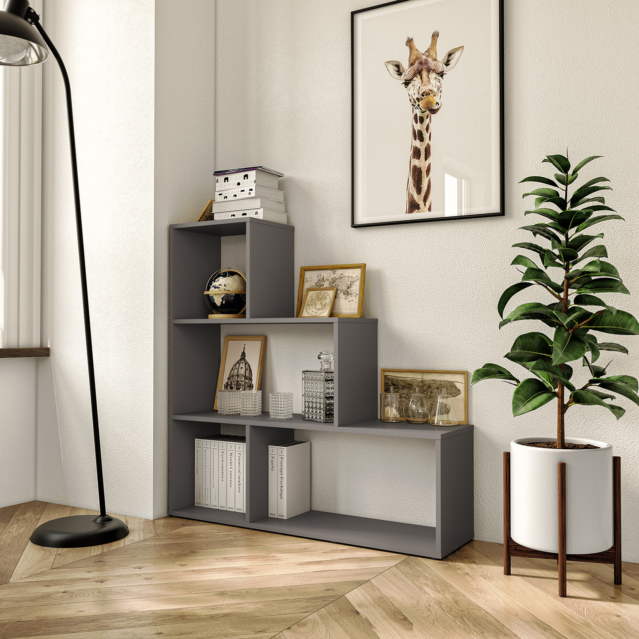 Стелаж гірка на 4 комірки Ш1071*В1076*Г280 антрацит, фото 1