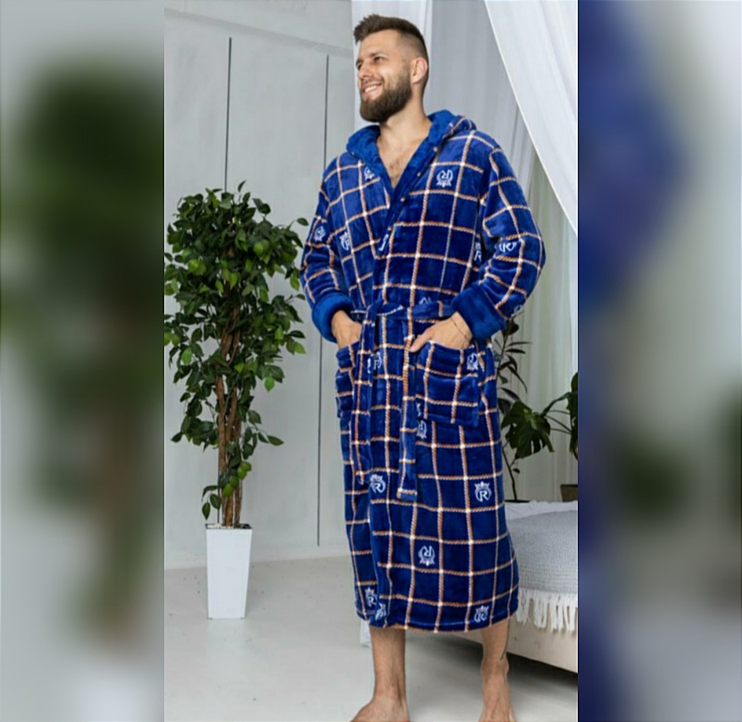 Чоловічий зимовий м'який халат із малюнком
