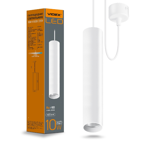 LED Світильник підвісний накладний 10W 4100К білий VL-SP-10034W Videx