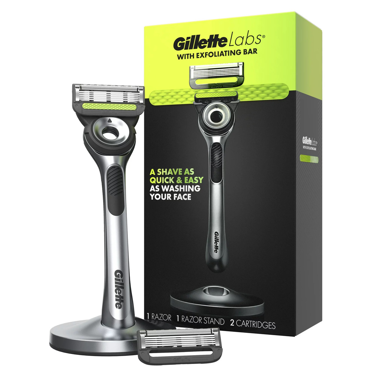 Набір бритва Gillette Labs with Exfoliating Bar Men's Razor 2 змінних картриджі та магнітна підставка