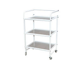 Візок косметологічний/маніпуляційний на 3 полиці мод. 004-4 скло Біле