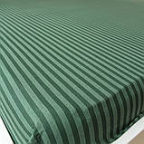 Велике натяжне простирадло на гумці 180х200х25 Ранфорс бавовна (10034) темно зелена в смужку, фото 3