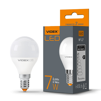 Лампа G45e 7W E14 4100К 220V LED Videx