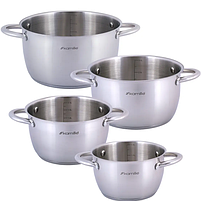 Набір каструль 8 предметів (каструлі 1,5/2/3/5л) нержавіюча сталь порожнисті ручки 4904 KAMILLE, фото 5