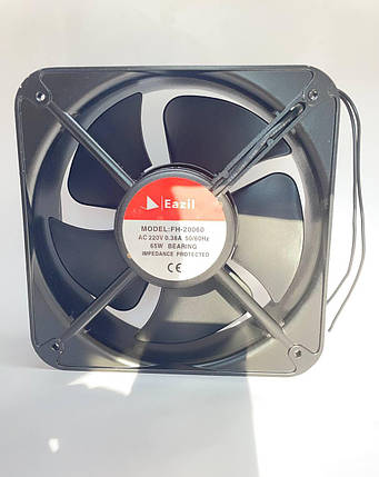 Вентилятор EAZIL п'ятилопатевий (220 V, 0.38 A, 65 W) 200х200х60 мм на підшипнику, квадратний., фото 1