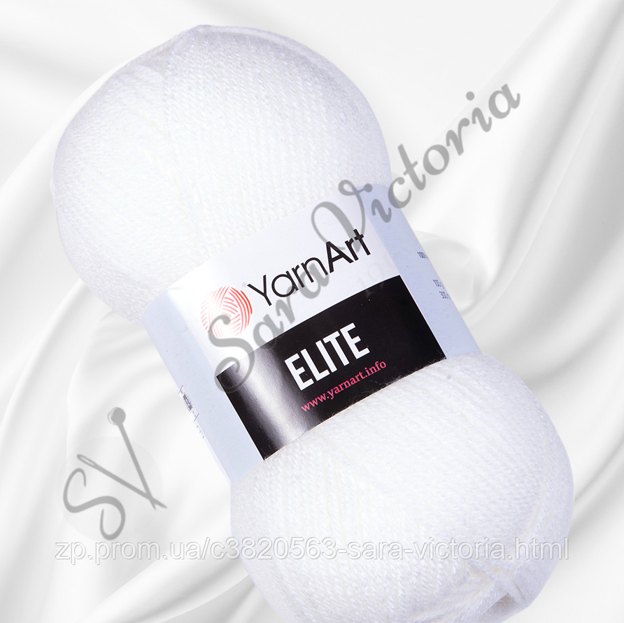 Акрилова біла пряжа YarnArt Elite (ярнарт еліт) 150 білий, фото 1