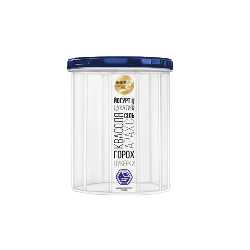 Ємність для сипких продуктів 1 л прозорий/індиго Народний продукт