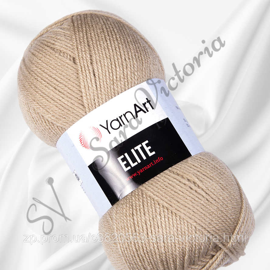 Акрилова пряжа бежева YarnArt Elite (ярнарт еліт) 848 темно-бежевий, фото 1