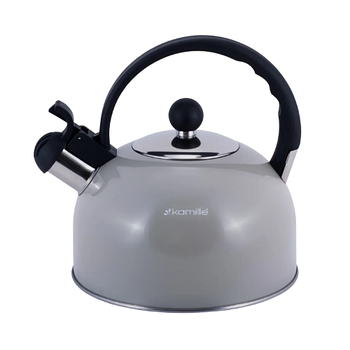 Чайник 2,5л нержавіюча сталь зі свистком (салатовий,кавовий,беж) 0679GR KAMILLE