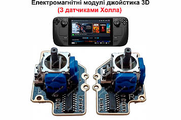 Електромагнітні модулі джойстика 3D (З датчиками Холла) для Steam Deck (K-Silver) (1 комплект)