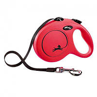 Поводок рулетка для собак красный Flexi New Classic L 5 метров до 50 кг. ленточный Поводки для собаки