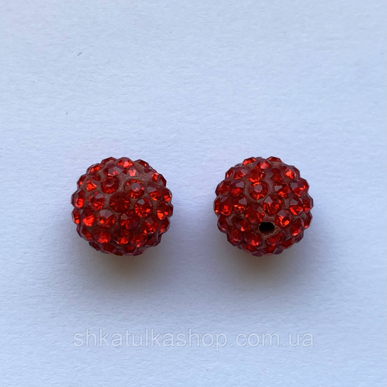 Намистина шамбала з камінням 12мм червона Ш214, фото 1