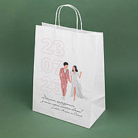 Свадебный пакет с надписью 320*150*380 Большой пакет для подарков гостям свадьбы