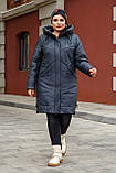 Жіноча подовжена демісезонна куртка  Каталонія графіт, розміри 52-62, фото 2