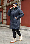 Жіноча подовжена демісезонна куртка  Каталонія графіт, розміри 52-62, фото 3