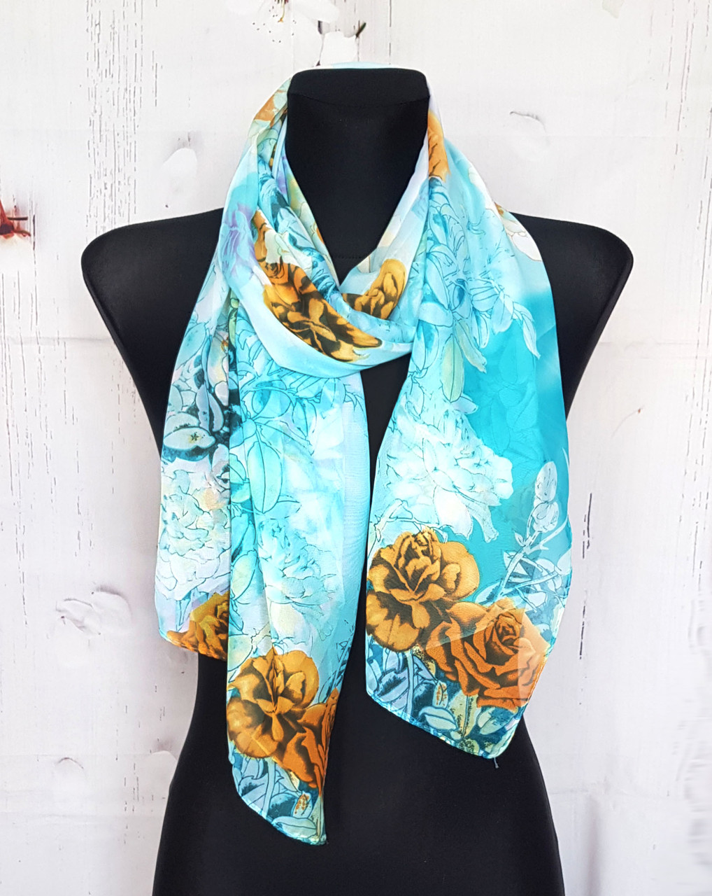 Шарф весняних шифоновий тонкий Флоренсіта бузок боакитний, фото 1