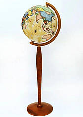 Підлоговий глобус Ретро на високій дерев'яній ніжці без підсвічування російською мовою 320 мм Glowala 540275
