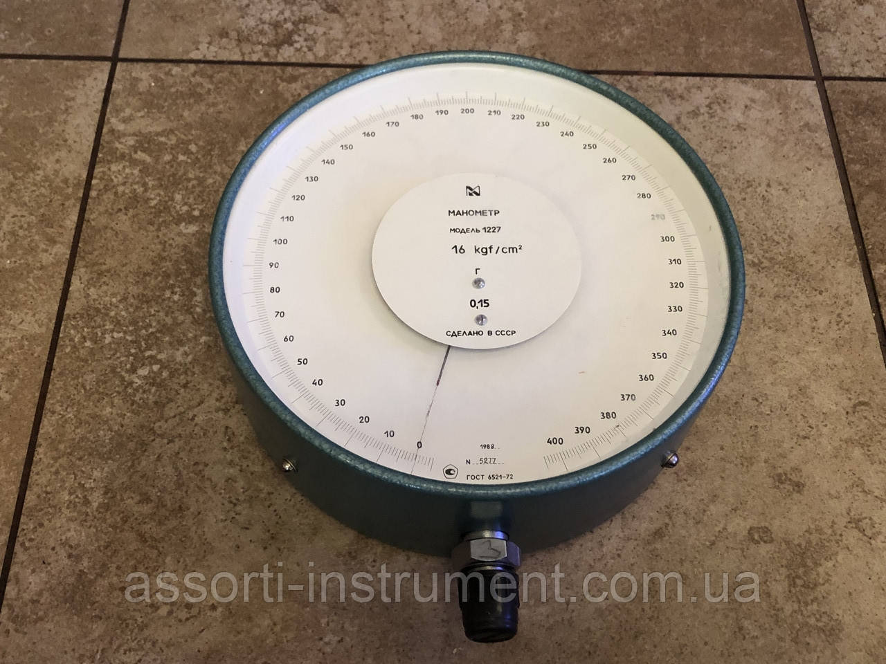 Манометр деформаційний зразковий загальнотехнічний поверчний МО-1227 (16 кгс/см2 Ф250 мм М20*1,5) (сер-НОВИЙ), фото 1