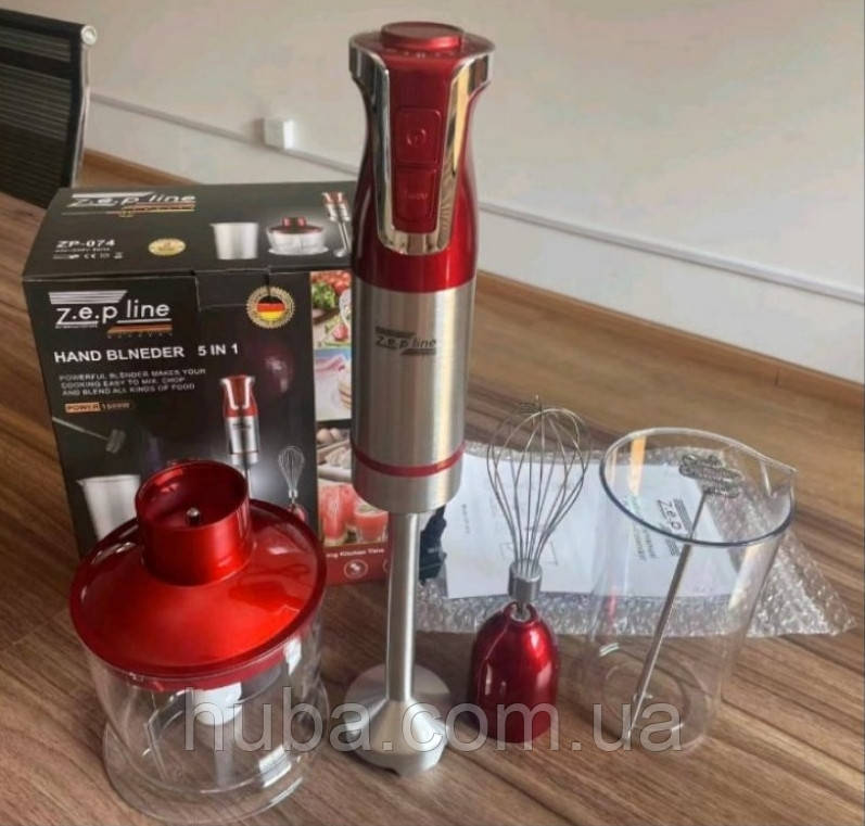 Занурювальний Німецький блендер 5 в 1 Zepline ZP -074. Потужний Занурювальний блендер.1500w.20 швидкостей+турбо.