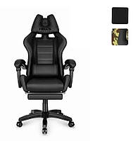 Кресло компьютерное геймерское Hell's HC-1039 Black с подставкой для ног игровое для геймера R_1451