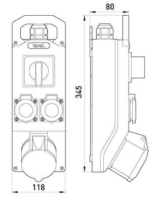 Монтажний набір, вим. L-0-P 32А 3Р+N+Z 400V 2x16 2P+Z 250V, фото 3