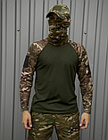 Тактична футболка з довгим рукавом, Військовий лонгслів хакі з мультикам, фото 6