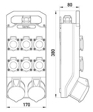Монтажний набір 32A 3P+N+Z 400V, 16A 3P+N+Z 400V, 6x16A 2P+Z 250V, фото 3
