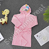 Дитячий банний халат мікрофібра велсофт рожевий єдиноріг 2-4 роки, фото 3